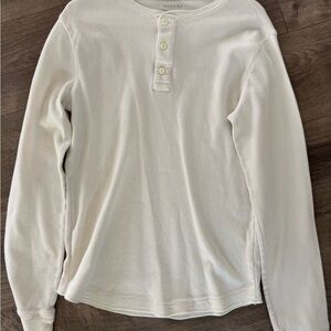 Sonoma Cream Long Sleeve Henley Shirt